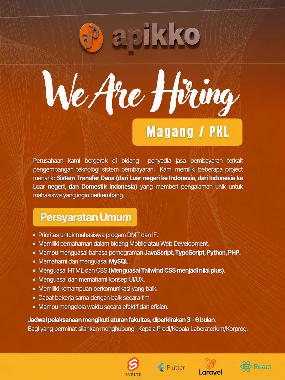 Internship Program (Gasal 26 - 27) - Apikko