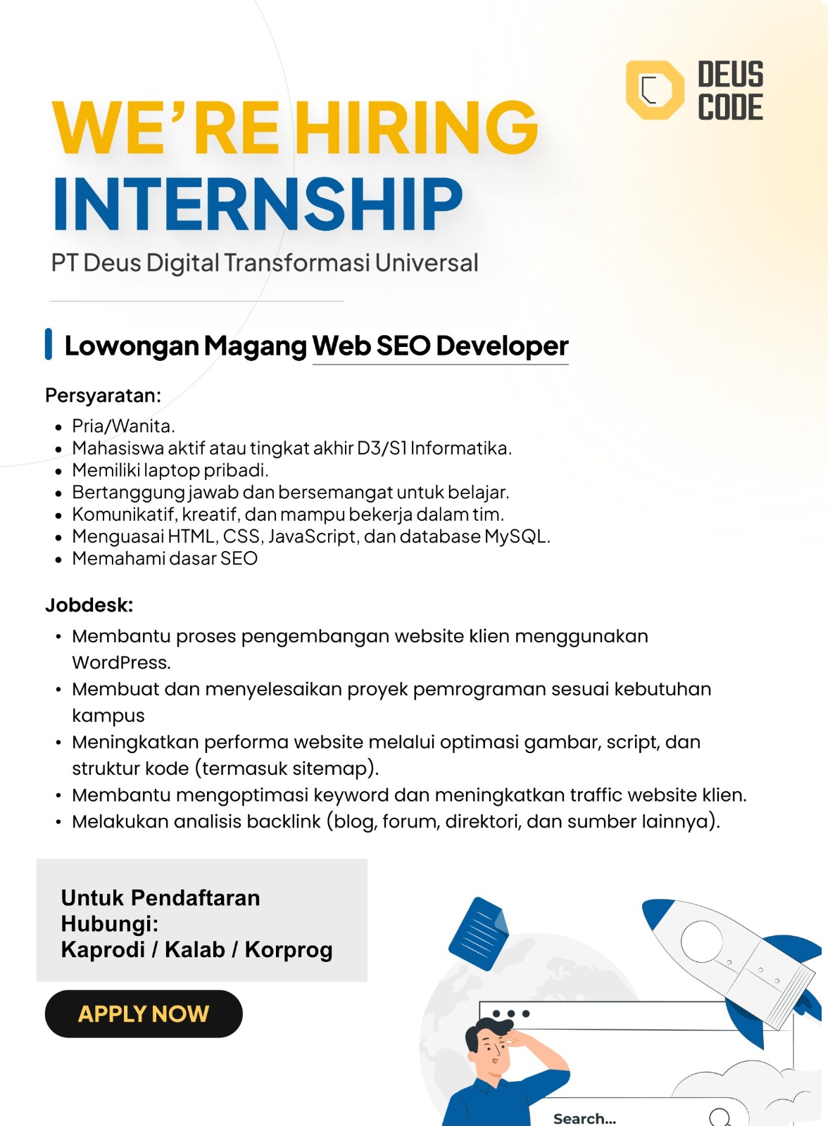 Internship Program (Genap 25-26) - Deus Code (Web SEO)