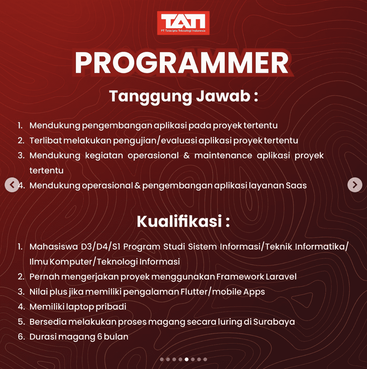 Lowongan Magang Programmer di PT Tatacipta Teknologi Indonesia