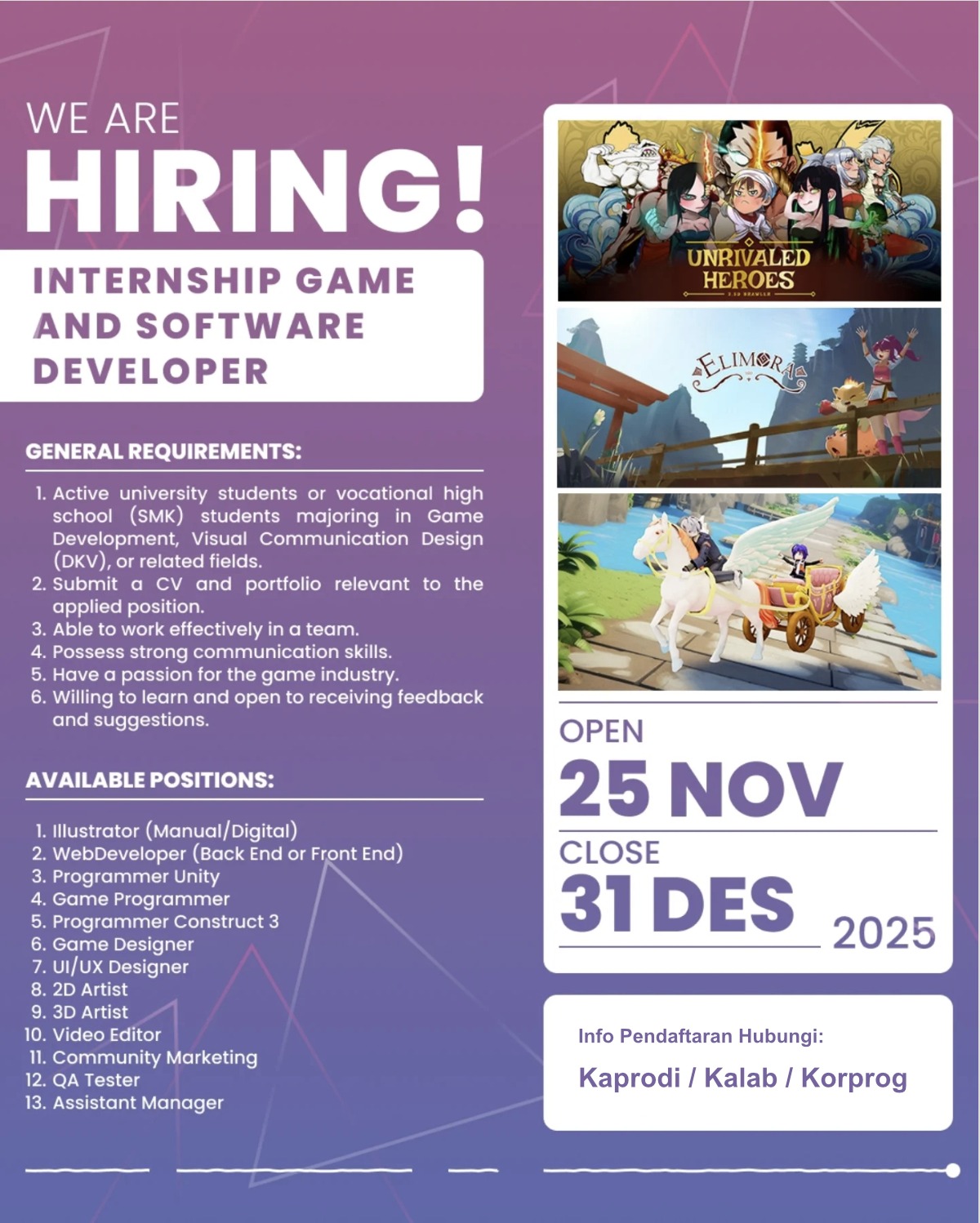 Internship Program (Genap 25-26) - Gingersun Games