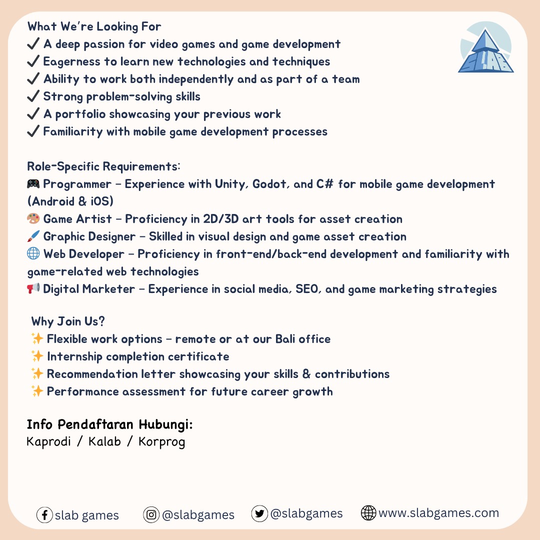 Internship Program (Genap 25-26) - Studio SLAB