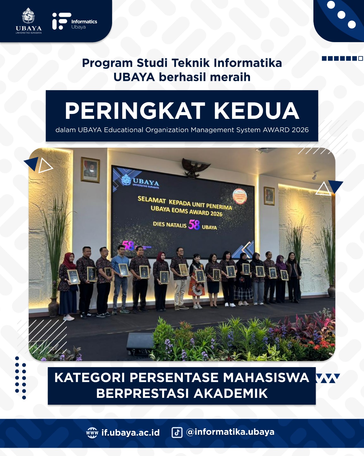 Program Studi Teknik Informatika UBAYA Raih Peringkat Kedua di UBAYA EOMS Award 2026