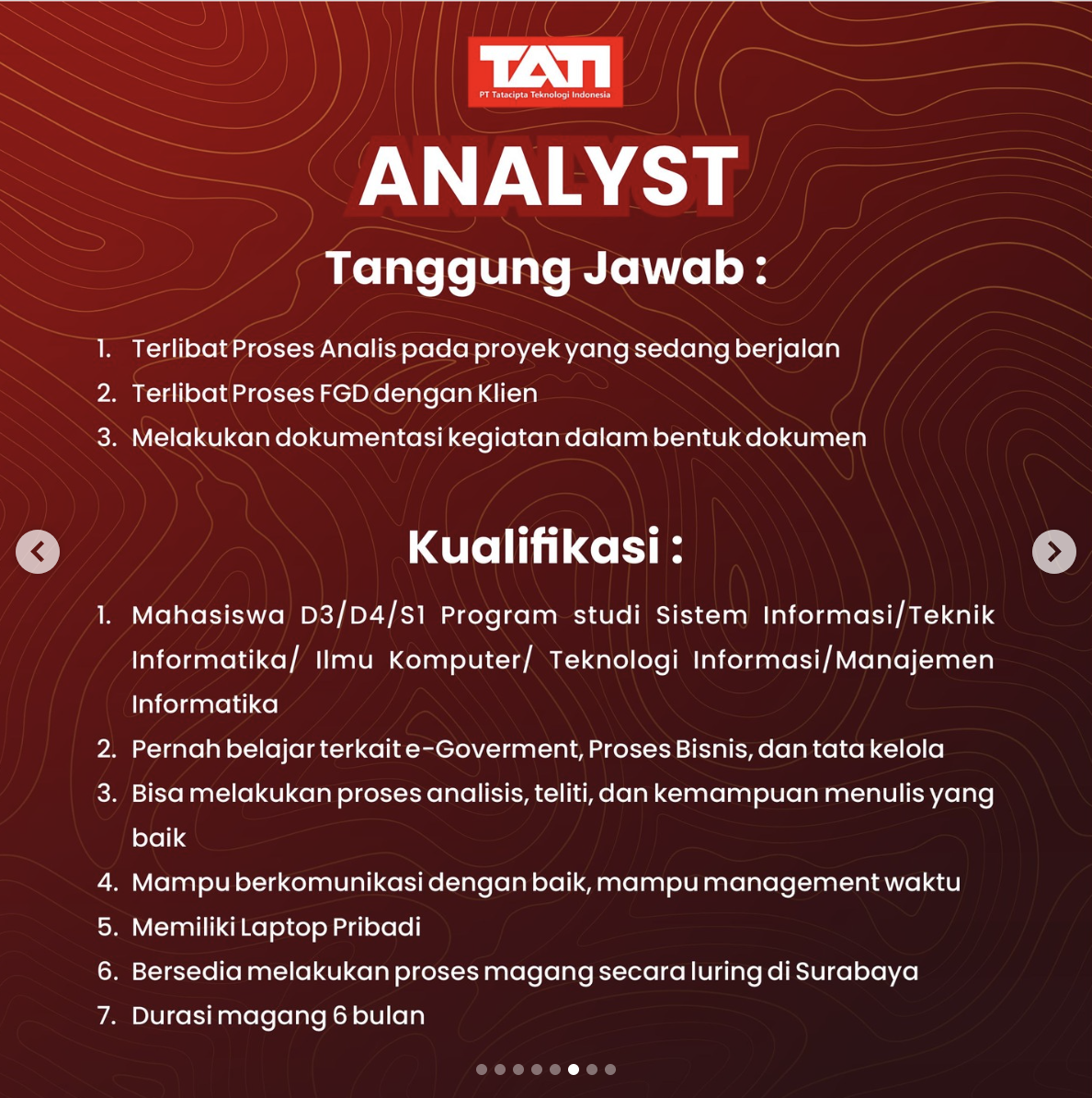 Lowongan Magang Analyst